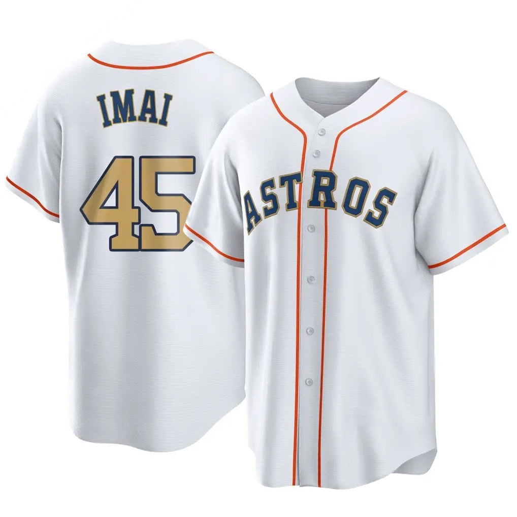 Jamed H.Astros #45 Tatsuya Imai Player Gold Collection Game Home Stitched Jerseys