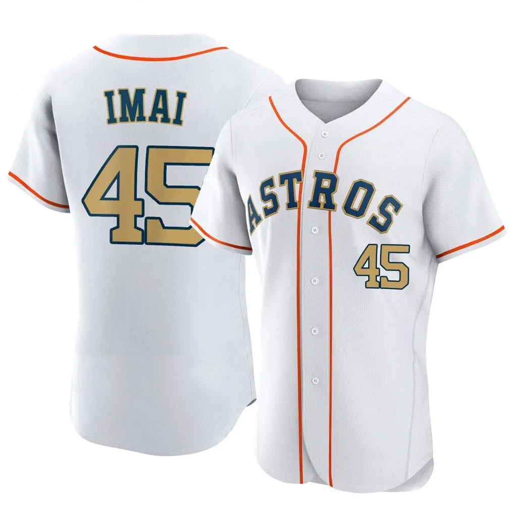 Jamed H.Astros #45 Tatsuya Imai Player Gold Collection Limited Elite Home Stitched Jerseys