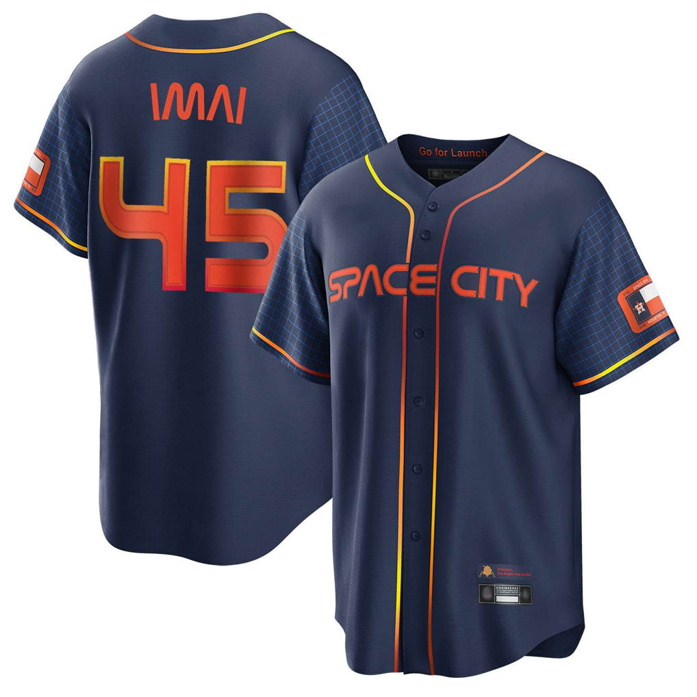 Jamed H.Astros #45 Tatsuya Imai Player Navy City Connect Home Game Stitched Jerseys