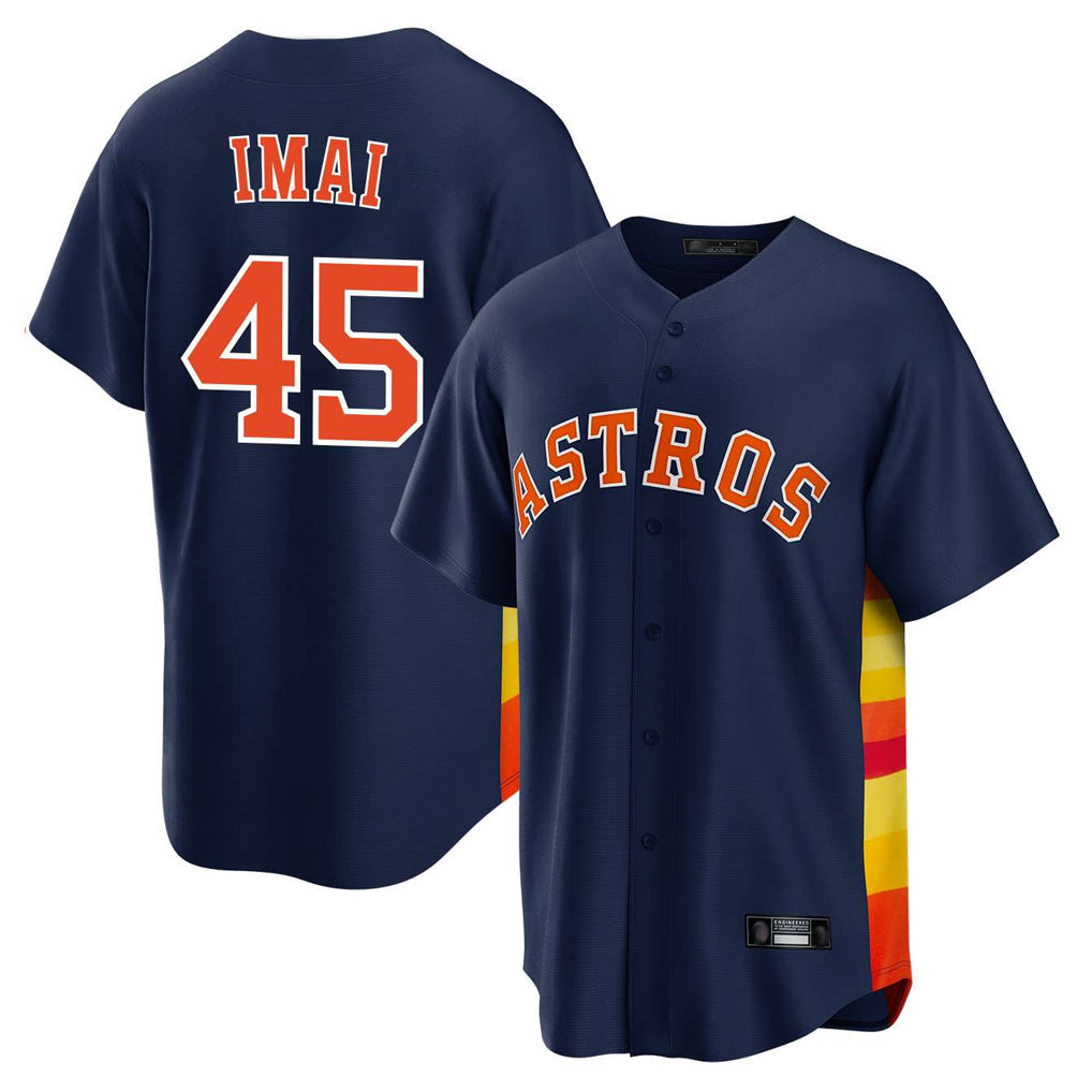 Jamed H.Astros #45 Tatsuya Imai Player Navy Home Game Stitched Jerseys