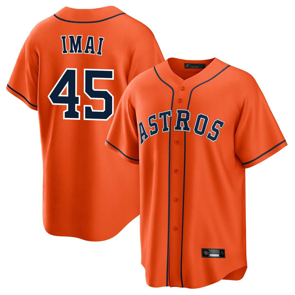 Jamed H.Astros #45 Tatsuya Imai Player Orange Home Game Stitched Jerseys