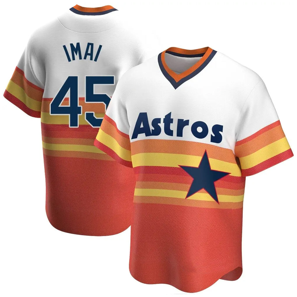 Jamed H.Astros #45 Tatsuya Imai Player Rainbow Cooperstown Collection T-shirt Stitched Jerseys