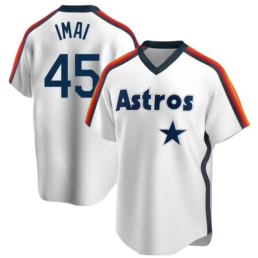Jamed H.Astros #45 Tatsuya Imai Player White Cooperstown Collection T-shirt Stitched Jerseys