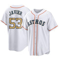 Jamed H.Astros #53 Cristian Javier Player Gold Collection Game Home Stitched Jerseys