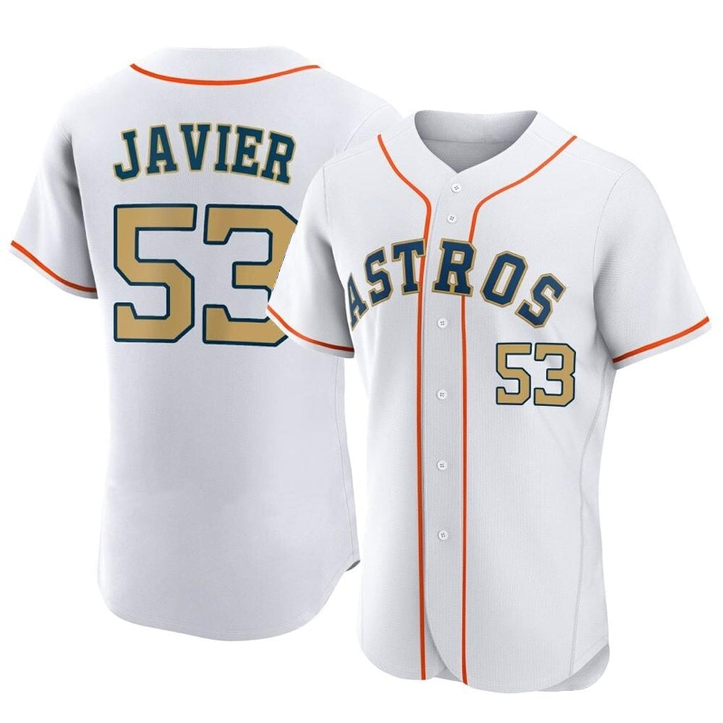 Jamed H.Astros #53 Cristian Javier Player Gold Collection Limited Elite Home Stitched Jerseys