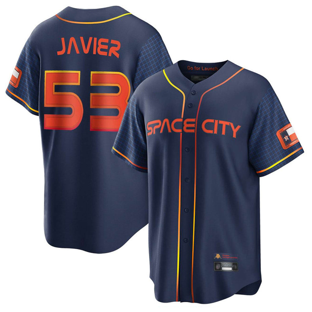 Jamed H.Astros #53 Cristian Javier Player Navy City Connect Home Game Stitched Jerseys
