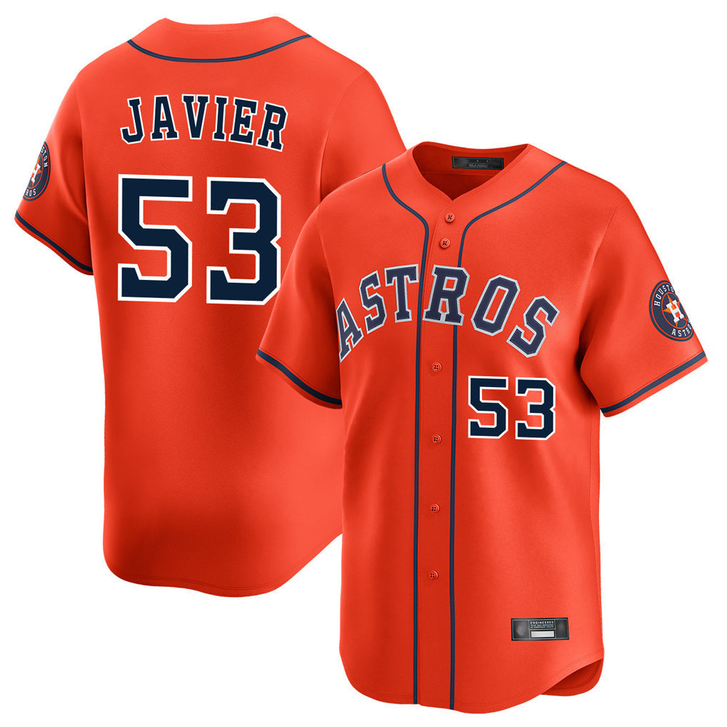 Jamed H.Astros #53 Cristian Javier Player Orange Home Limited Stitched Jerseys