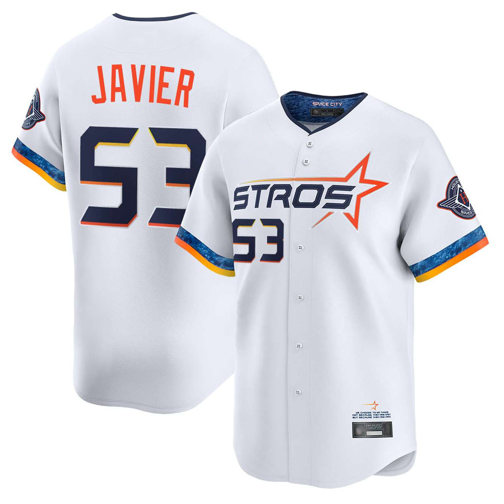 Jamed H.Astros #53 Cristian Javier Player White City Connect Limited Home Stitched Jerseys