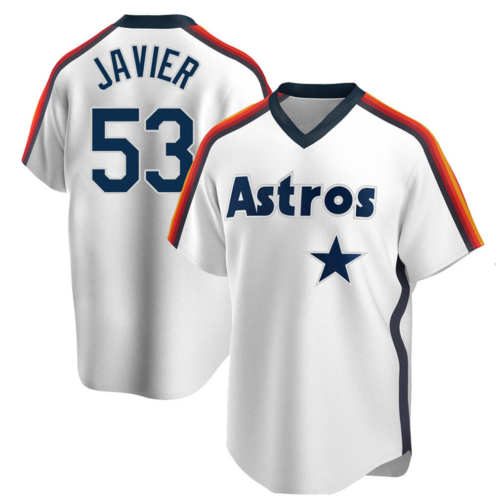 Jamed H.Astros #53 Cristian Javier Player White Cooperstown Collection T-shirt Stitched Jerseys