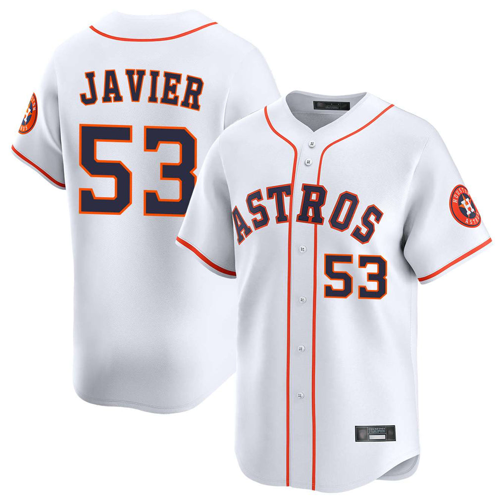 Jamed H.Astros #53 Cristian Javier Player White Home Limited Stitched Jerseys