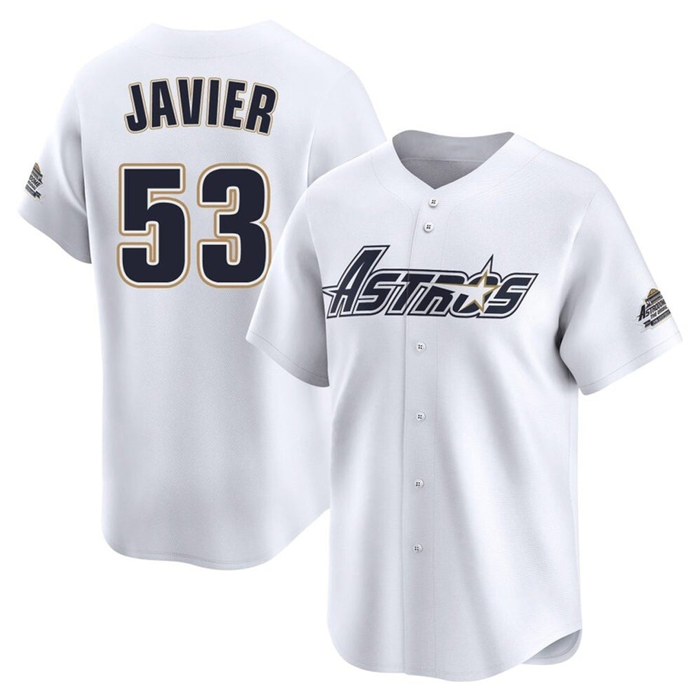 Jamed H.Astros #53 Cristian Javier Player White Throwback Cooperstown Collection Limited Stitched Jerseys
