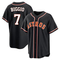 Jamed H.Astros #7 Craig Biggio Player Black Fashion Out Home Game Stitched Jerseys