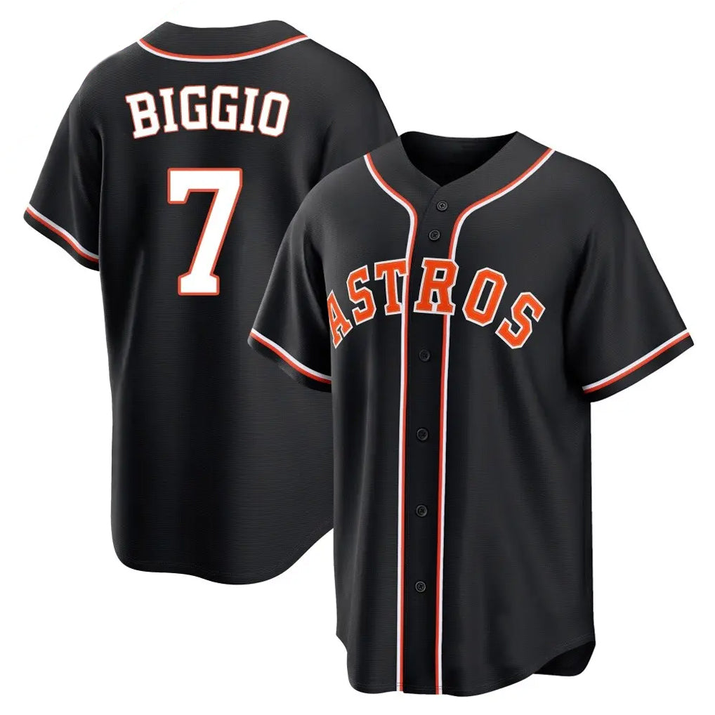 Jamed H.Astros #7 Craig Biggio Player Black Fashion Out Home Game Stitched Jerseys