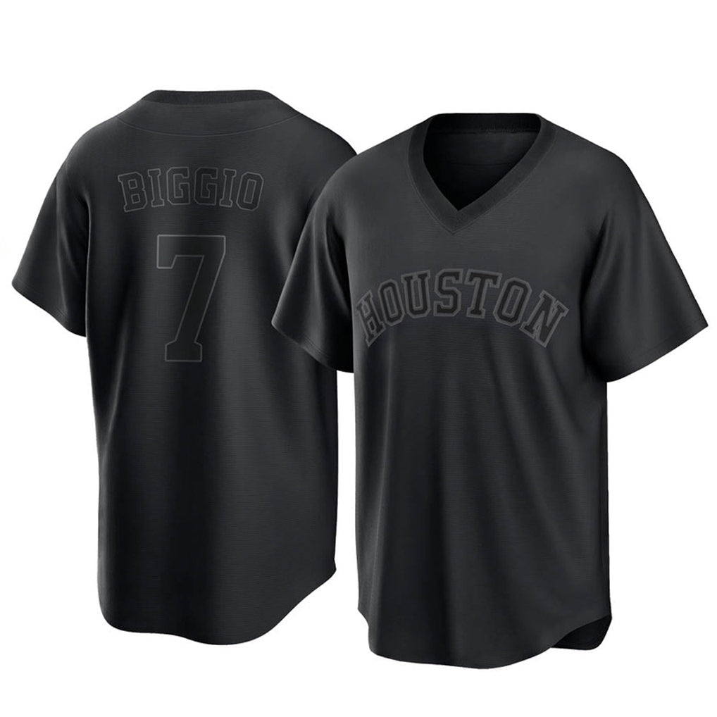 Jamed H.Astros #7 Craig Biggio Player Black Fashion T-shirt Home Game Stitched Jerseys