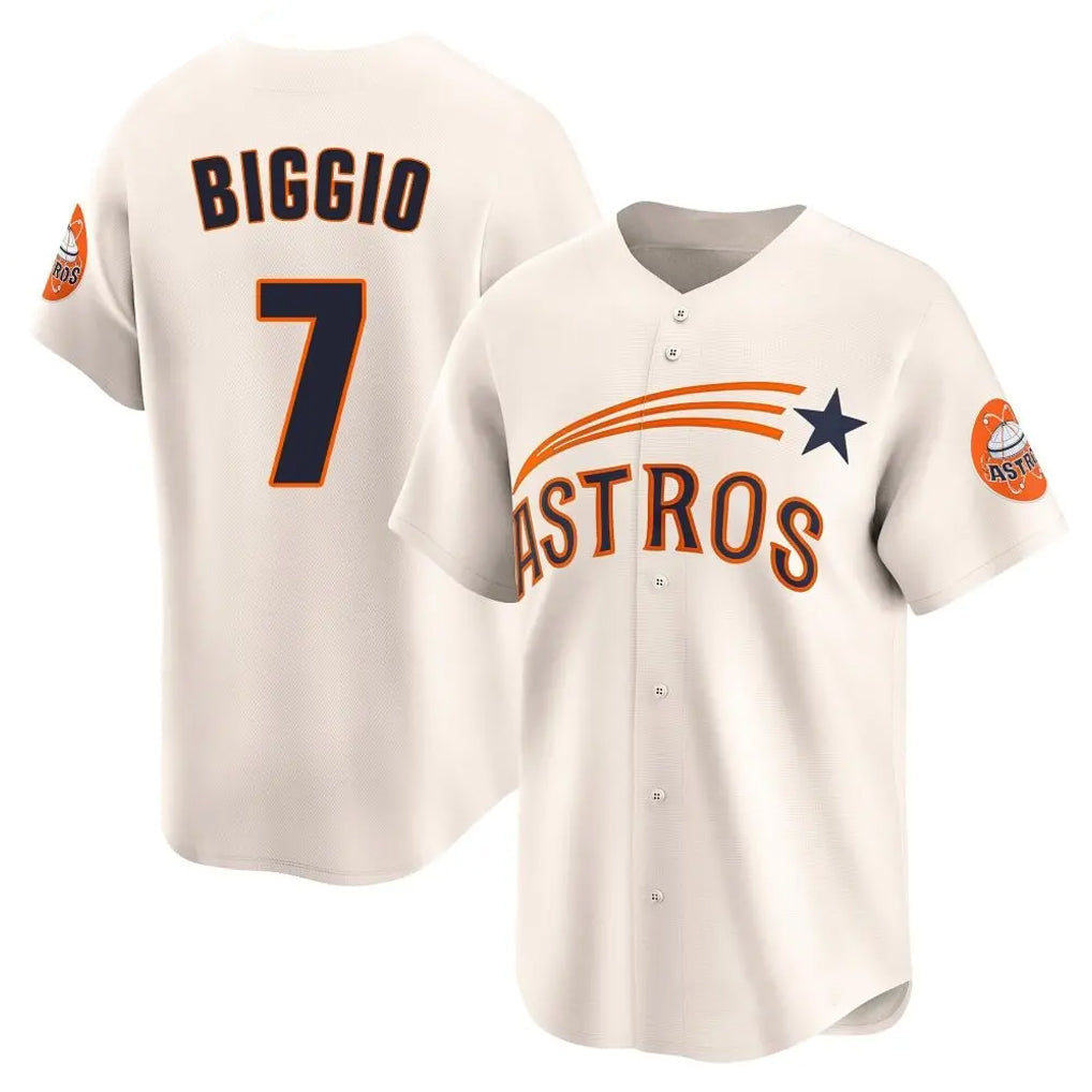 Jamed H.Astros #7 Craig Biggio Player Cream Throwback Cooperstown Collection Limited Stitched Jerseys