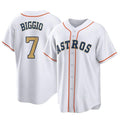 Jamed H.Astros #7 Craig Biggio Player Gold Collection Game Home Stitched Jerseys
