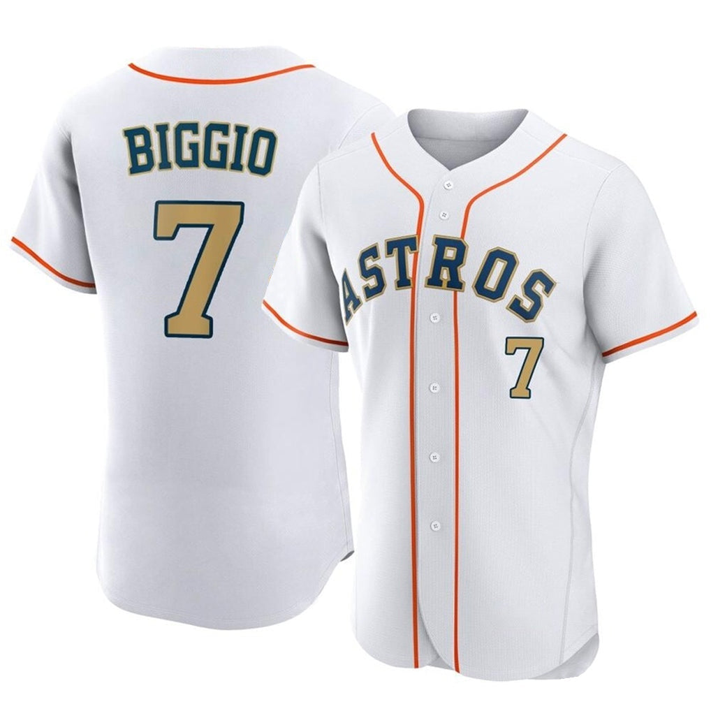 Jamed H.Astros #7 Craig Biggio Player Gold Collection Limited Elite Home Stitched Jerseys