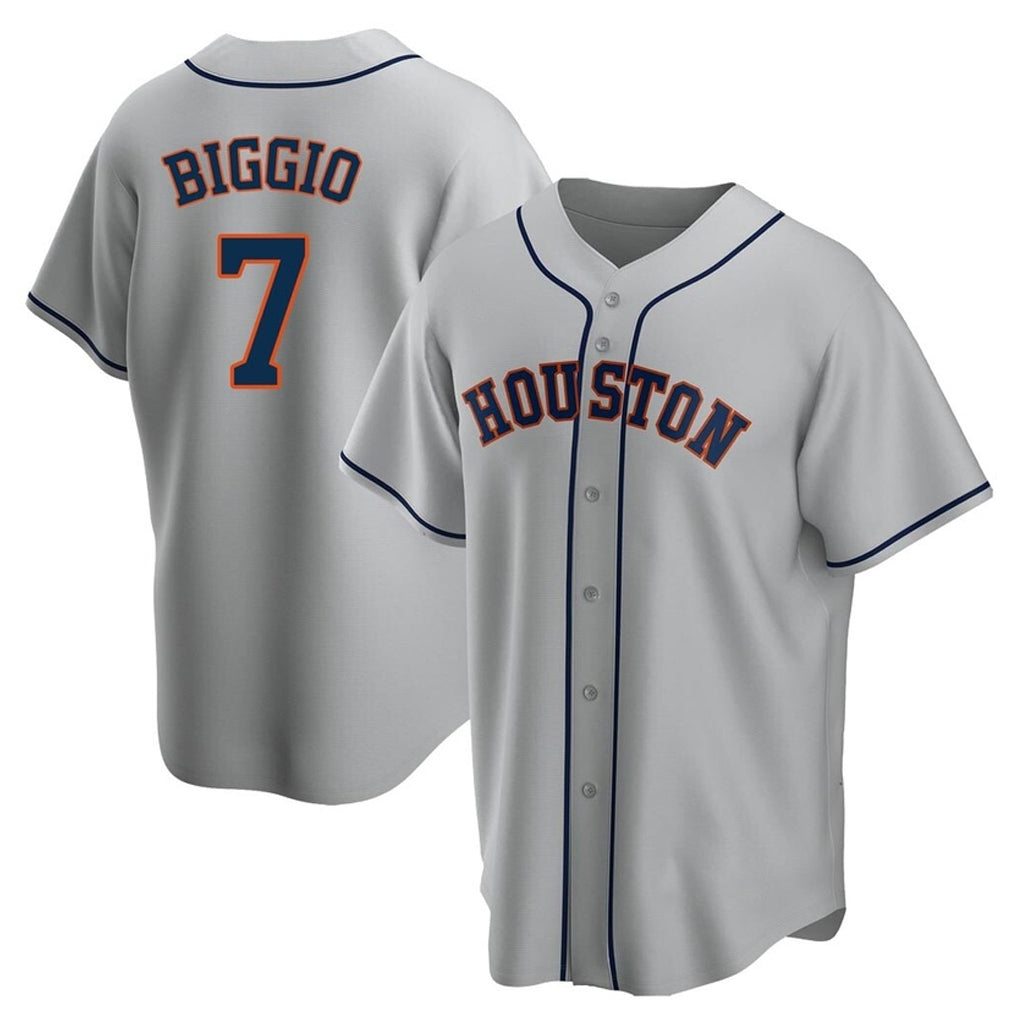 Jamed H.Astros #7 Craig Biggio Player Gray Home Game Stitched Jerseys