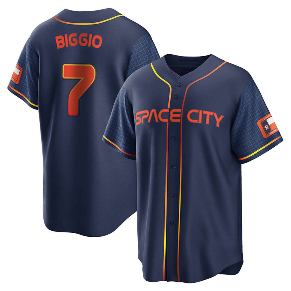 Jamed H.Astros #7 Craig Biggio Player Navy City Connect Home Game Stitched Jerseys