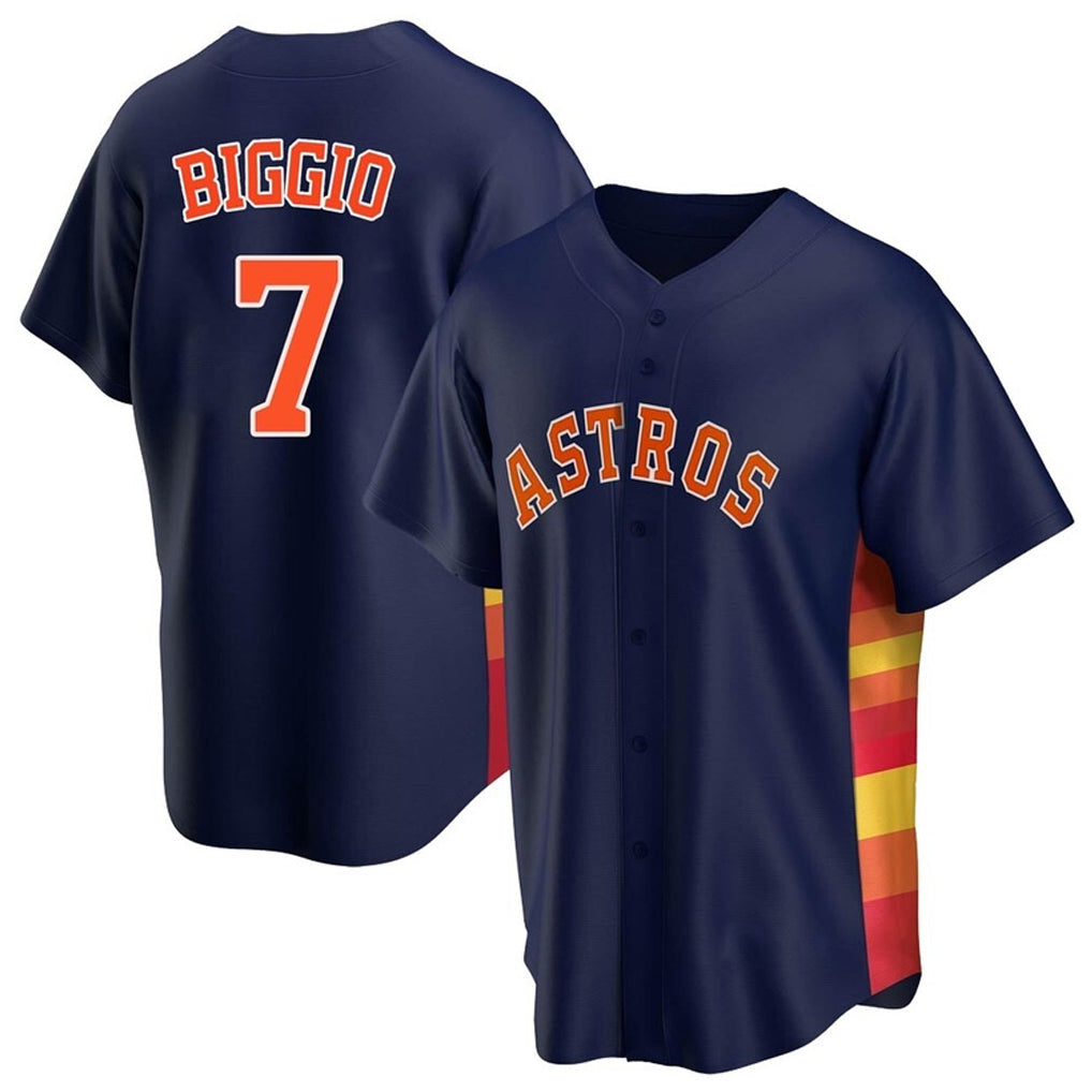 Jamed H.Astros #7 Craig Biggio Player Navy Home Game Stitched Jerseys