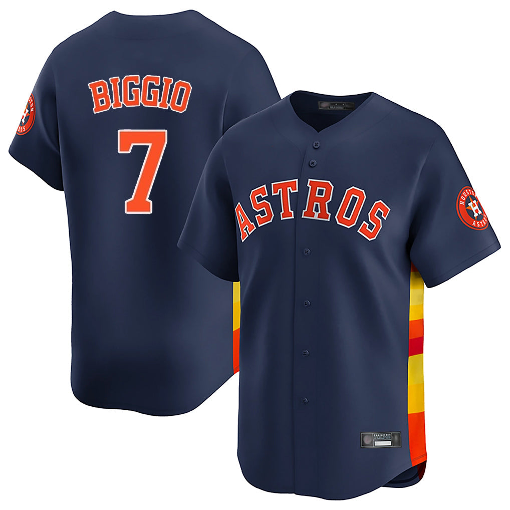 Jamed H.Astros #7 Craig Biggio Player Navy Home Limited Stitched Jerseys