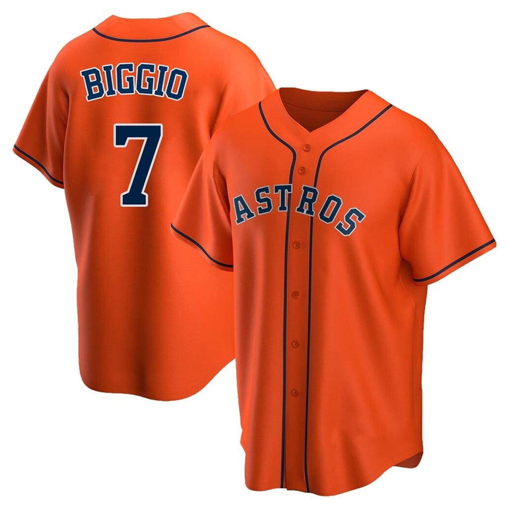 Jamed H.Astros #7 Craig Biggio Player Orange Home Game Stitched Jerseys