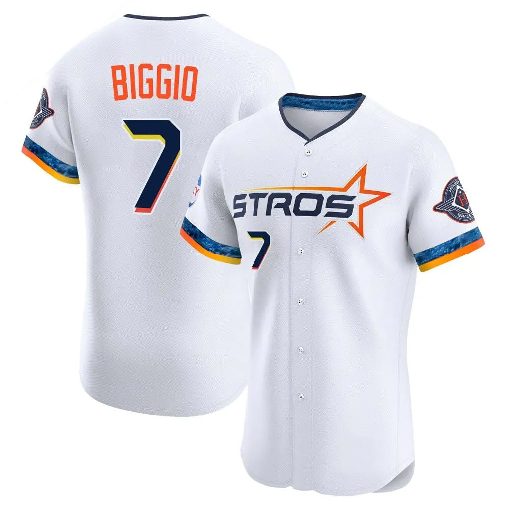Jamed H.Astros #7 Craig Biggio Player White City Connect Limited Elite Home Stitched Jerseys
