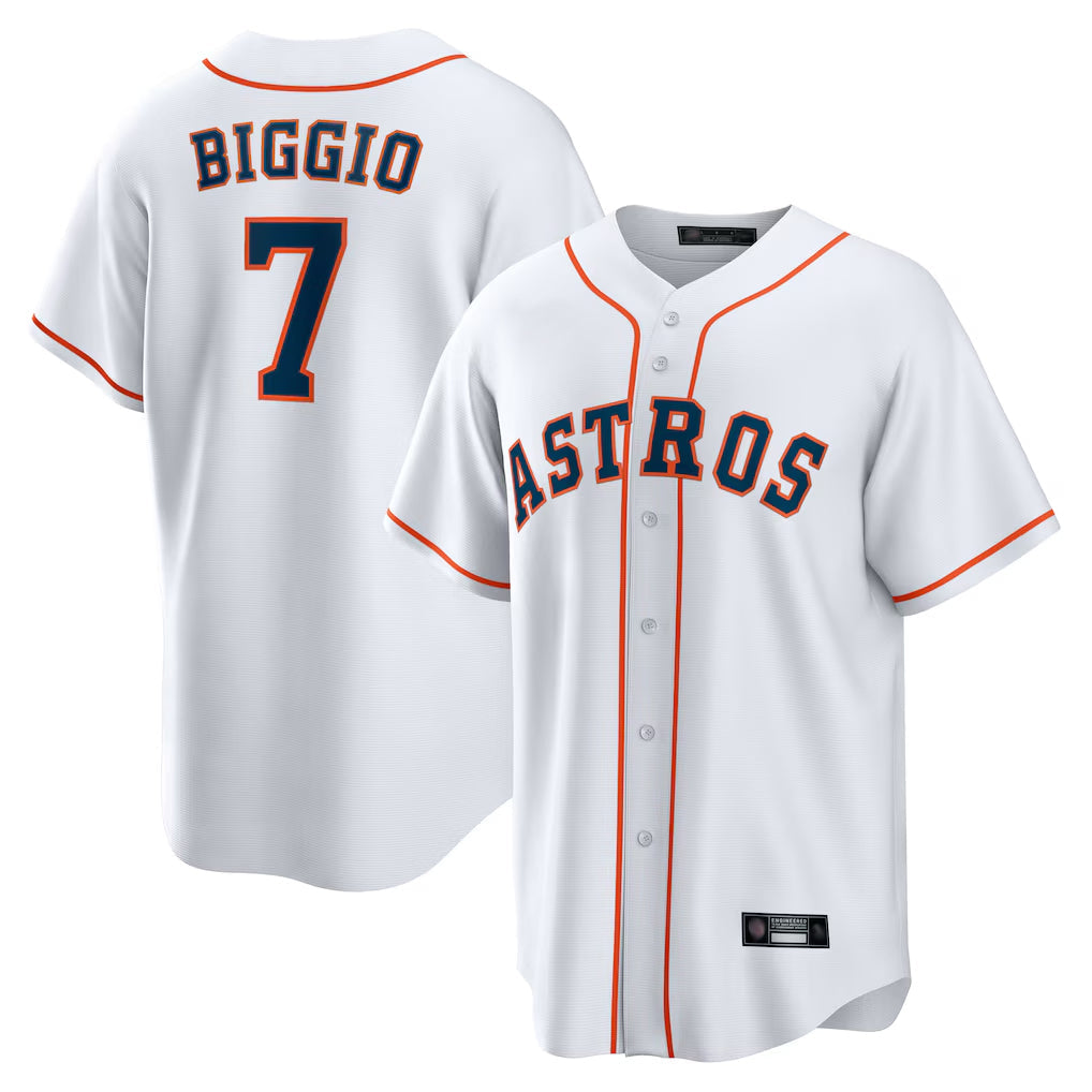 Jamed H.Astros #7 Craig Biggio Player White Home Game Stitched Jerseys