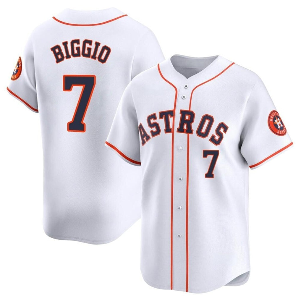 Jamed H.Astros #7 Craig Biggio Player White Home Limited Stitched Jerseys