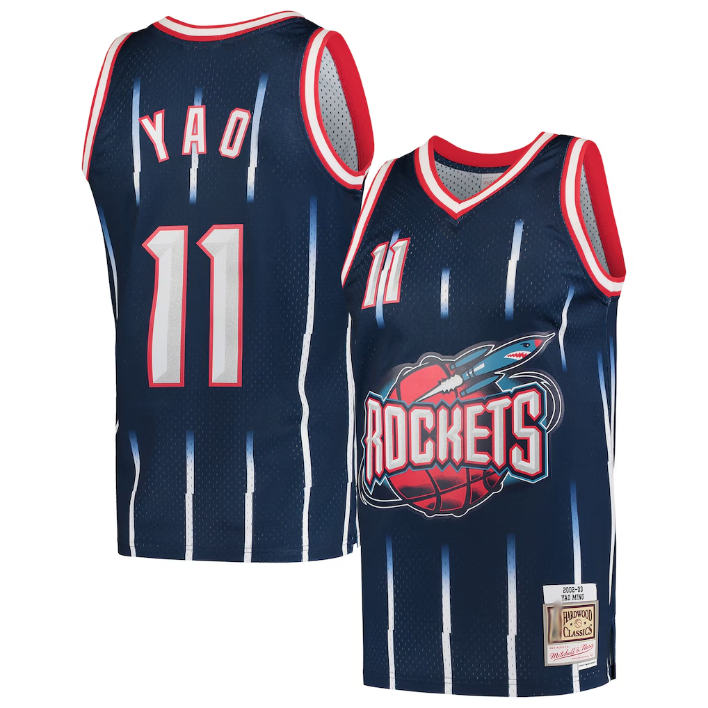 Jamed H.Rockets #11 Yao Ming Mitchell & Ness Navy 2002-2003 Hardwood Classics Swingman Stitched Jerseys