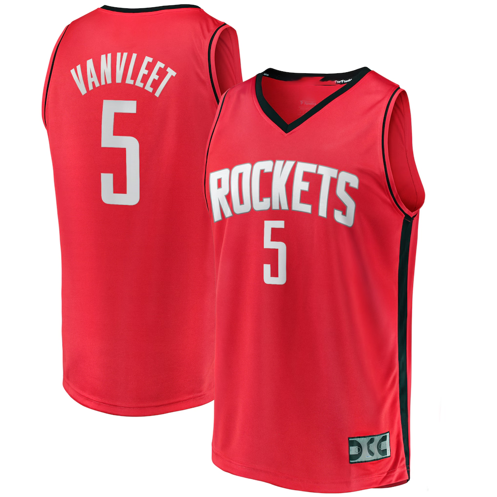 Jamed H.Rockets #5 Fred VanVleet Red Fast Break Replica Player Stitched Jerseys-Icon Edition