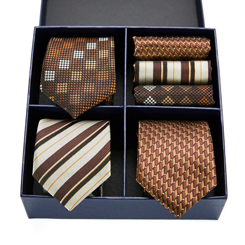 Gift box packing Silk Ties For Men Novelty Hanky  Set 3 Styles  Men's Tie Formal Red Cravat for Wedding Business Necktie