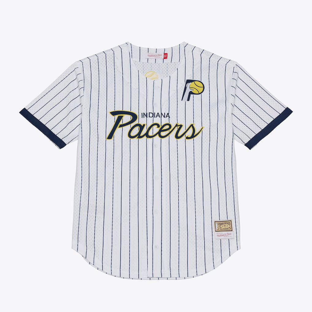 Jamed I.Pacers Mitchell & Ness White Head Coach Pinstripe Mesh Full-Button Baseball Jerseys