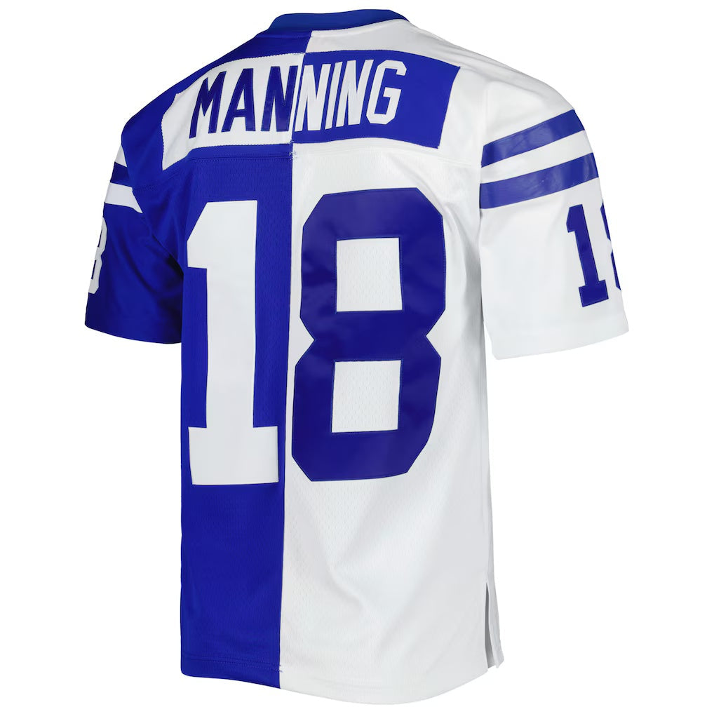 Jamed IN.Colts #18 Peyton Manning Mitchell & Ness Royal-White Split Legacy Replica Stitched Jerseys