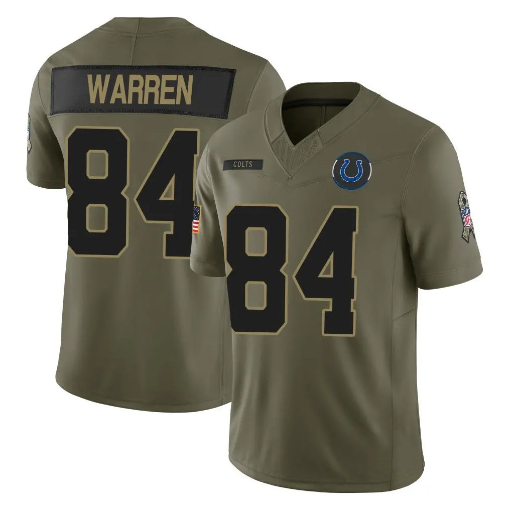Jamed IN.Colts #84 Tyler Warren Player Salute To Service Limited Olive Stitched Jersey