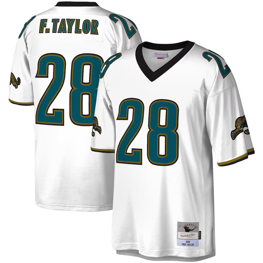 Jamed J.Jaguars #28 Fred Taylor Player Mitchell & Ness White Legacy Replica Stitched Jerseys