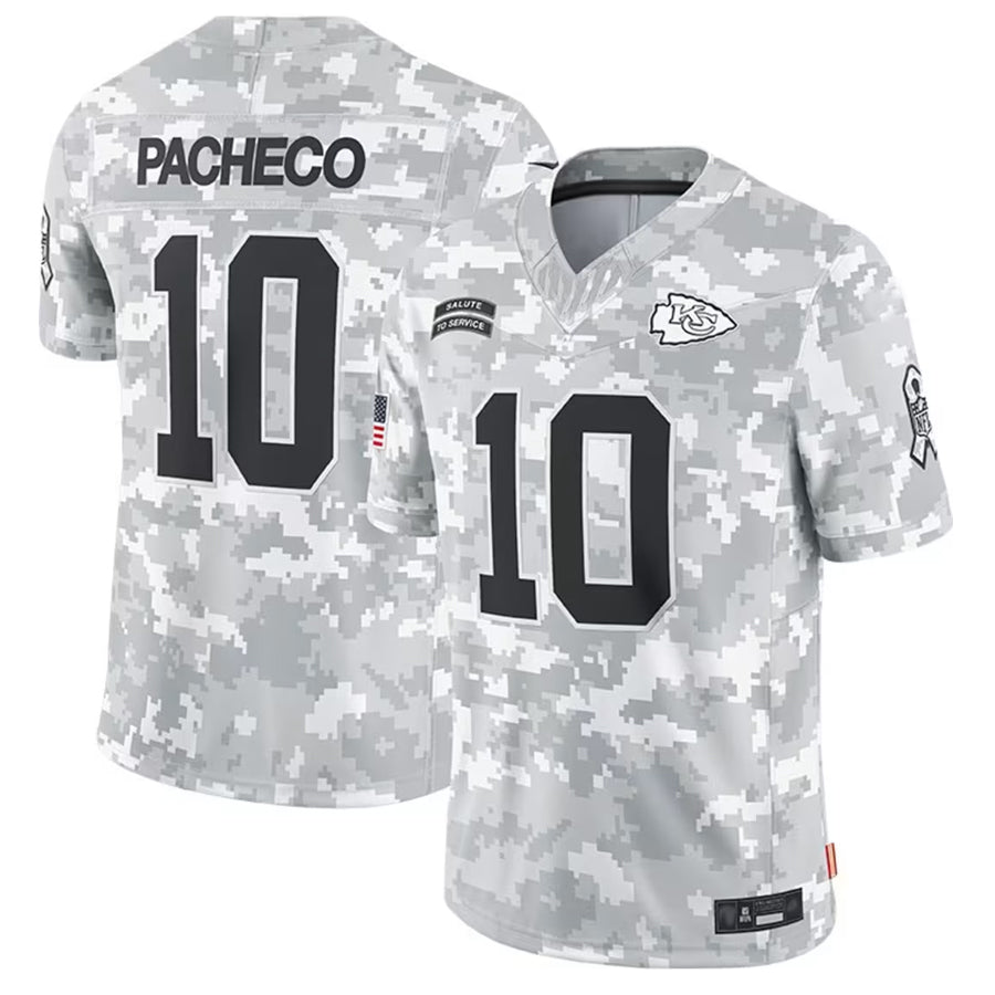 Jamed KC.Chiefs #10 Isiah Pacheco Player Arctic Camo Salute to Service Limited Stitched Jerseys
