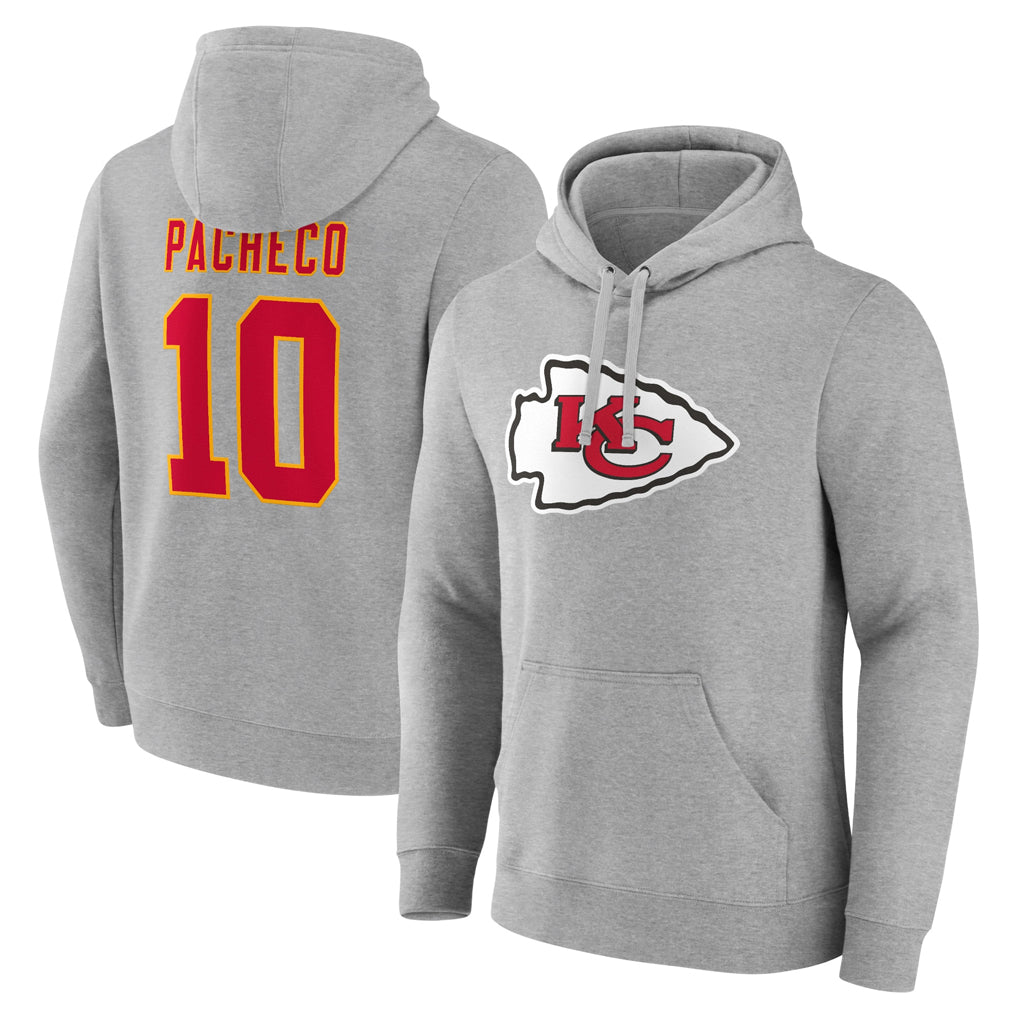 Jamed KC.Chiefs #10 Isiah Pacheco Player Gray Pullover Hoodies Stitched Jerseys