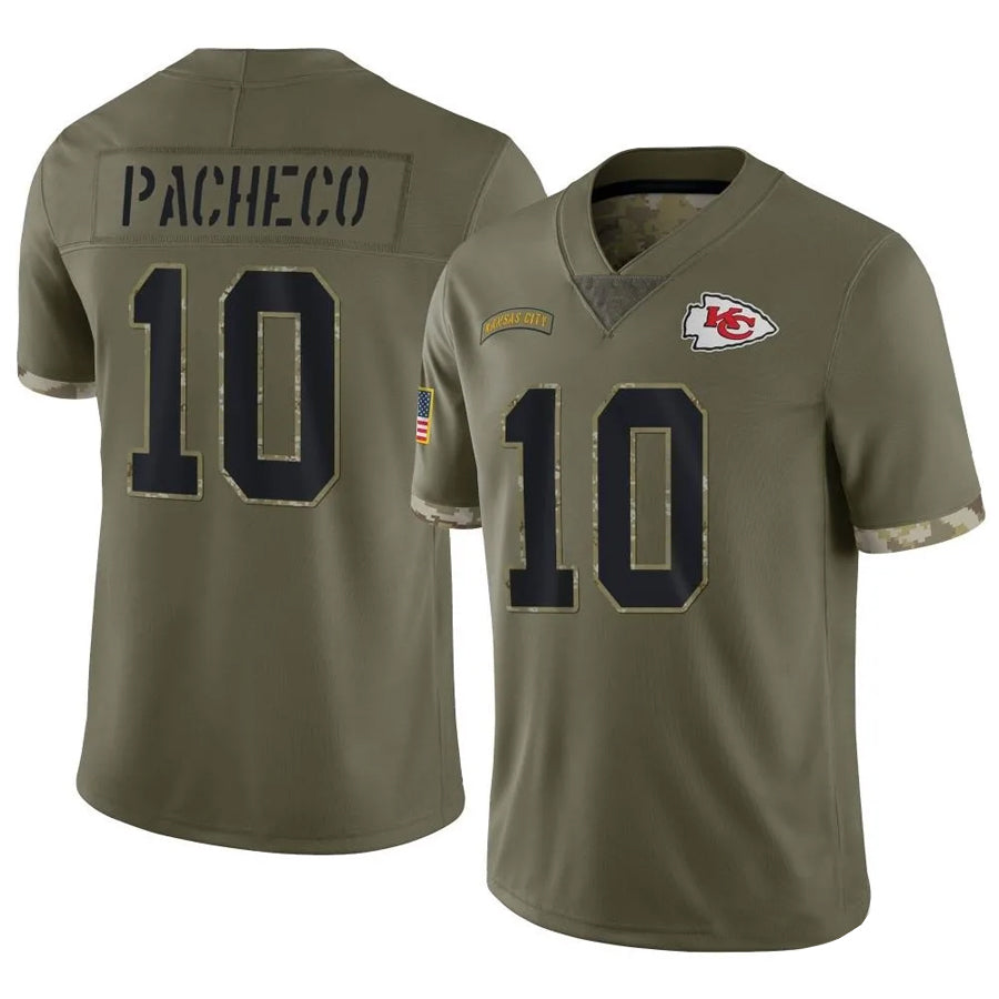 Jamed KC.Chiefs #10 Isiah Pacheco Player Olive Salute To Service Stitched Jerseys