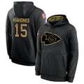 Jamed KC.Chiefs #15 Patrick Mahomes Player Black Salute to Service Hoodies Stitched Jerseys