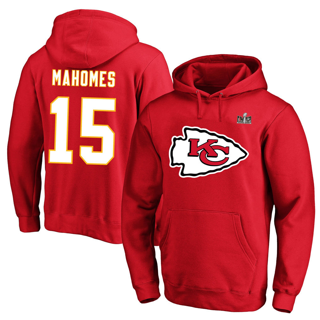 Jamed KC.Chiefs #15 Patrick Mahomes Player Red Pullover Hoodies Stitched Jerseys