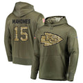 Jamed KC.Chiefs #15 Patrick Mahomes Player Salute to Service Limited Olive Hoodies Stitched Jerseys