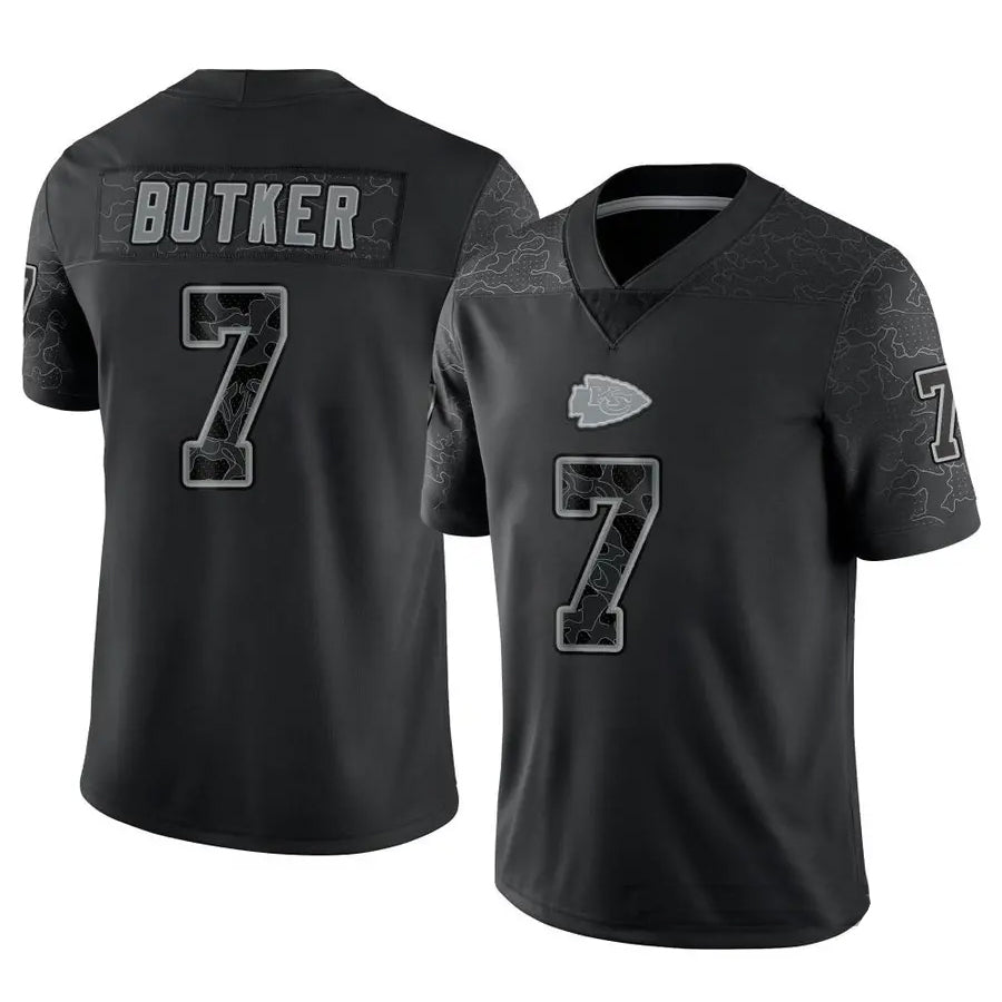 Jamed KC.Chiefs #7 Harrison Butker Player Black RFLCTV Limited Stitched Jerseys