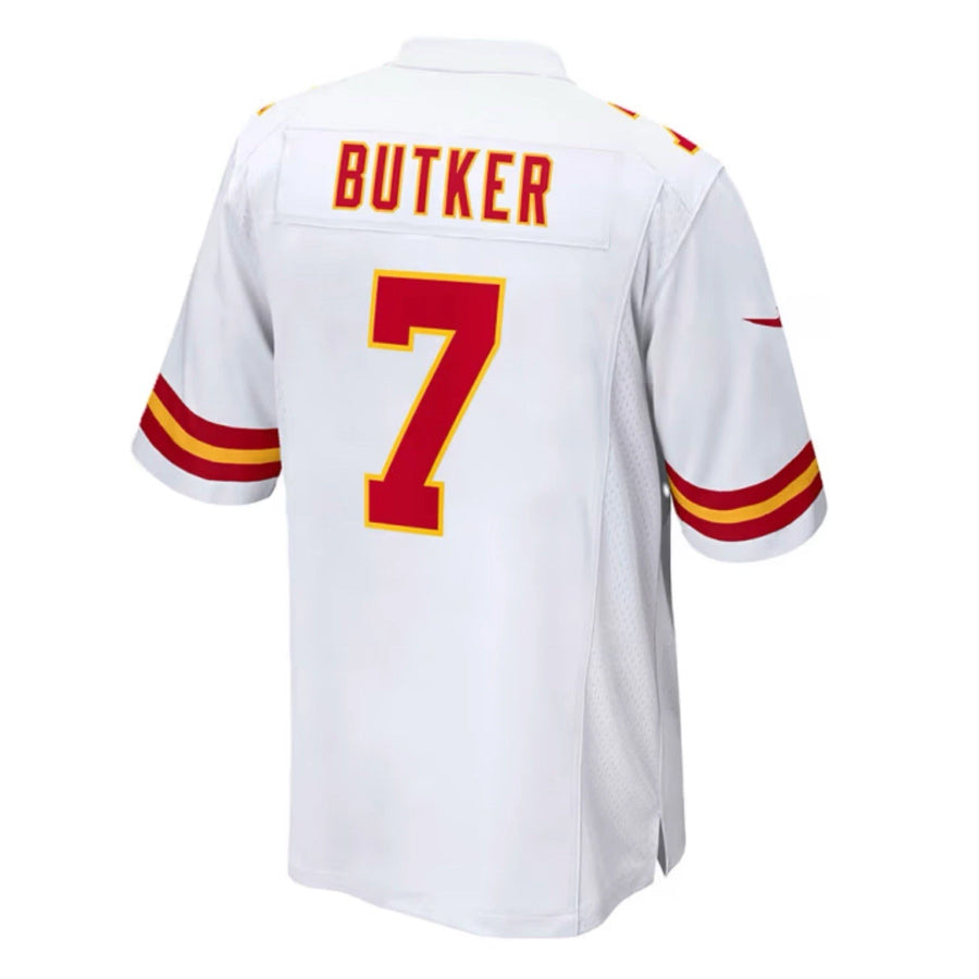 Jamed KC.Chiefs #7 Harrison Butker Player White Home Game Stitched Jerseys