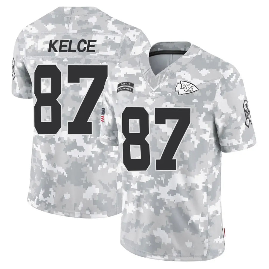 Jamed KC.Chiefs #87 Travis Kelce Player Arctic Camo Salute to Service Limited Stitched Jerseys
