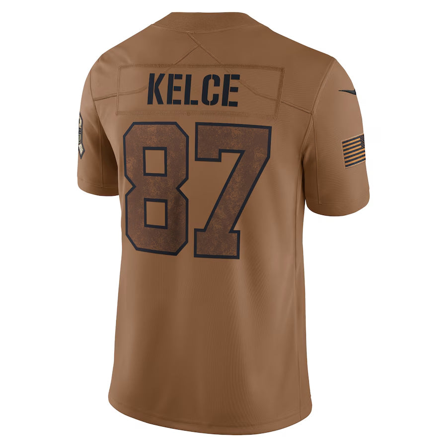 Jamed KC.Chiefs #87 Travis Kelce Player Brown Salute To Service Limited Stitched Jerseys