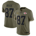 Jamed KC.Chiefs #87 Travis Kelce Player Olive Salute To Service Stitched Jerseys
