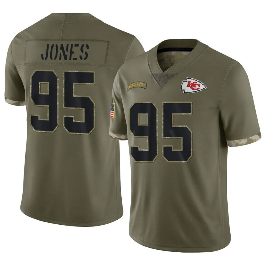 Jamed KC.Chiefs #95 Chris Jones Player Olive Salute To Service Stitched Jerseys
