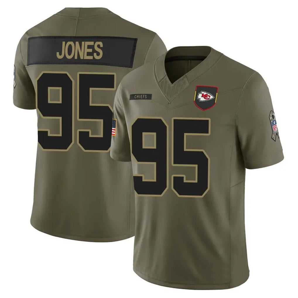 Jamed KC.Chiefs #95 Chris Jones Player Olive Salute to Service Limited Stitched Jerseys