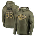 Jamed KC.Chiefs #95 Chris Jones Player Salute to Service Limited Olive Hoodies Stitched Jerseys